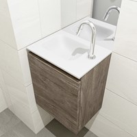 OLAN 40cm cloakroom vanity set Dark Brown. Vanity top LEX Talc position Left 1 tab hole.-2