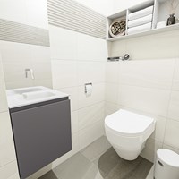 OLAN 40cm cloakroom vanity set Dark Grey. Vanity top LEX Talc position Center without tab hole.
