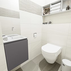 OLAN 40cm cloakroom vanity set Dark Grey. Vanity top LEX Talc position Right without tab hole.