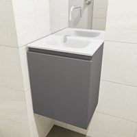 OLAN 40cm toiletmeubel dark grey. LEX wastafel talc positie midden. Zonder kraangat-3