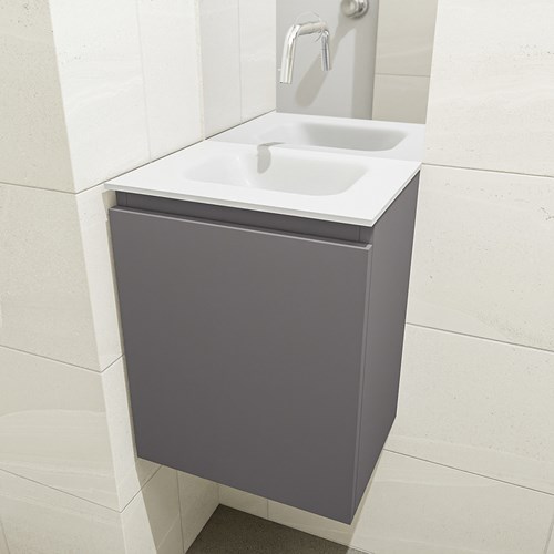 OLAN 40cm cloakroom vanity set Dark Grey. Vanity top LEX Talc position Center without tab hole.-3