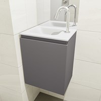 OLAN 40cm cloakroom vanity set Dark Grey. Vanity top LEX Talc position Left 1 tab hole.-3