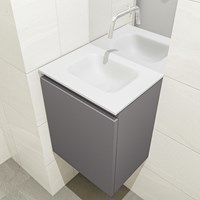 OLAN 40cm toiletmeubel dark grey. LEX wastafel talc positie midden. Zonder kraangat-2