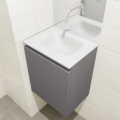 OLAN 40cm cloakroom vanity set Dark Grey. Vanity top LEX Talc position Center without tab hole.-2