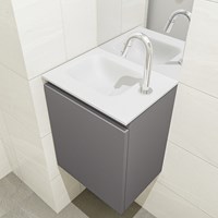OLAN 40cm cloakroom vanity set Dark Grey. Vanity top LEX Talc position Left 1 tab hole.-2