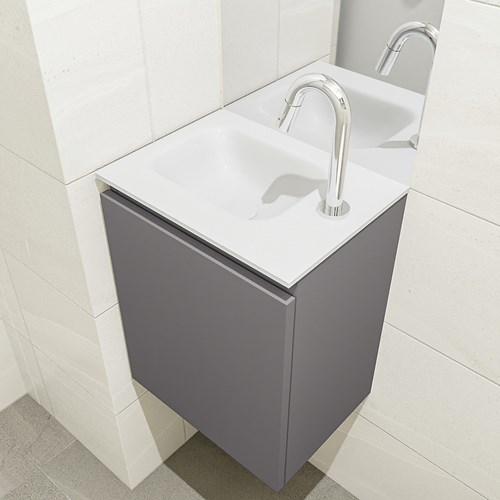 OLAN 40cm meuble lave-main Dark Grey. Lavabo LEX Talc position Gauche 1 trou pour robinetter.-2