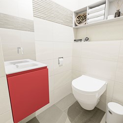 OLAN 40cm cloakroom vanity set Fire. Vanity top LEX Talc position Center without tab hole.