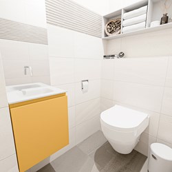 OLAN 40cm cloakroom vanity set Ocher. Vanity top LEX Talc position Center without tab hole.