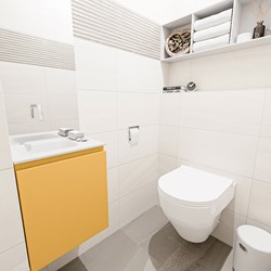 OLAN 40cm cloakroom vanity set Ocher. Vanity top LEX Talc position Left without tab hole.