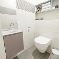 OLAN 40cm cloakroom vanity set Smoke. Vanity top LEX Talc position Left 1 tab hole.