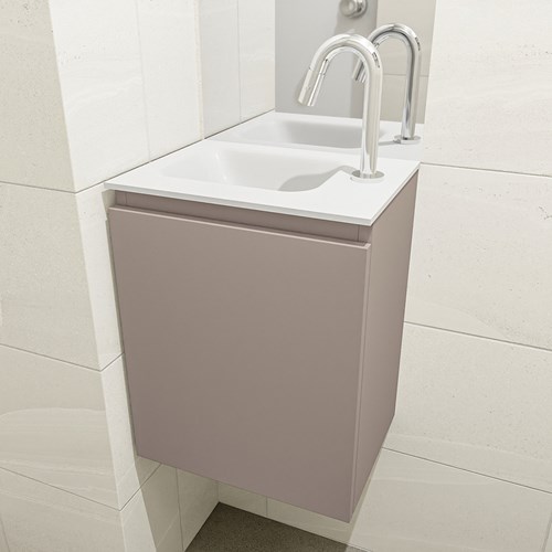 OLAN 40cm cloakroom vanity set Smoke. Vanity top LEX Talc position Left 1 tab hole.-3