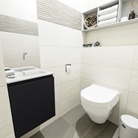 OLAN 40cm cloakroom vanity set Urban. Vanity top LEX Talc position Right without tab hole.
