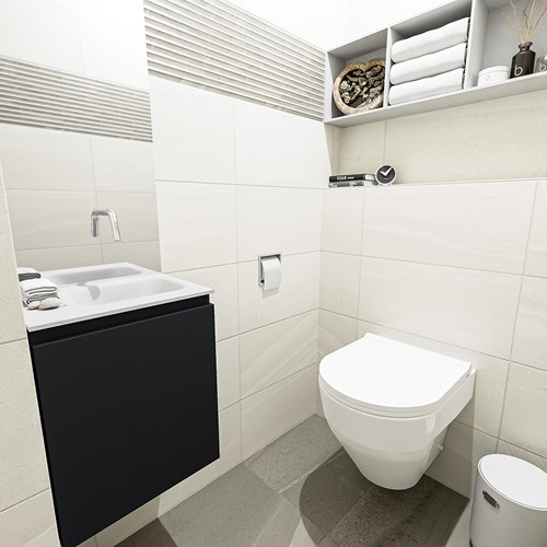 OLAN 40cm cloakroom vanity set Urban. Vanity top LEX Talc position Right without tab hole.