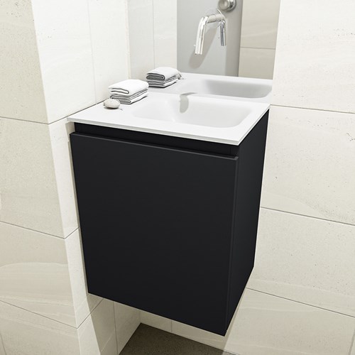 OLAN 40cm cloakroom vanity set Urban. Vanity top LEX Talc position Right without tab hole.-3