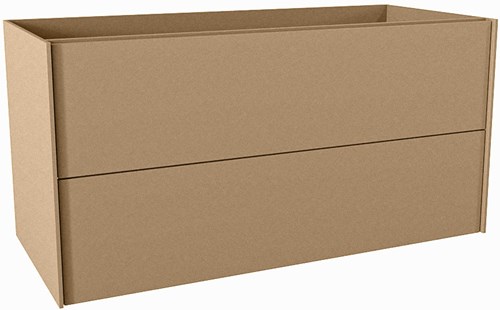 TENCE badmeubel onderkast 110cm 2 lades kleur Oro, Links uitsparing in lade.
