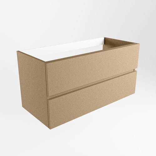 VICA badmeubel onderkast 100cm 2 lades kleur Oro, Geen uitsparing in lade.