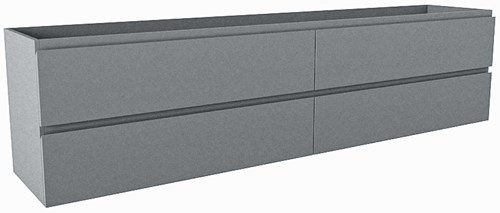 HAY badmeubel onderkast smal 200cm 4 lades kleur Plata, Dubbele uitsparing in lade.