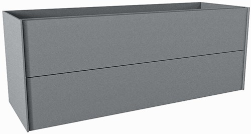 TENCE badmeubel onderkast 130cm 2 lades kleur Plata, Links uitsparing in lade.