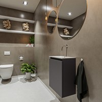 TURE 40cm WC-möbel Dark Grey. EDEN einbauwaschbecken position Mittig kein hahnloch farbe Talc.