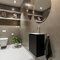 TURE 40cm toiletmeubel Urban. EDEN wastafel Talc positie Links met 1 kraangat.