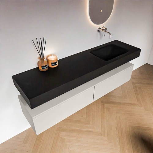 ALAN 170cm badmeubel onderkast Linen 2 lades. Vrijhangende wastafel CLOUD Rechts zonder kraangat kleur Urban.-2