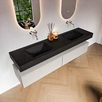 ALAN 190cm badmeubel onderkast Linen 2 lades. Vrijhangende wastafel CLOUD Dubbel zonder kraangat kleur Urban.-2