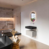 ALAN 60cm badmeubel onderkast Linen 1 lade. Vrijhangende wastafel CLOUD Midden zonder kraangat kleur Urban.