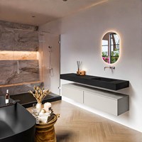 ALAN 170cm badmeubel onderkast Linen 2 lades. Vrijhangende wastafel CLOUD Rechts zonder kraangat kleur Urban.