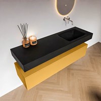 ALAN 150cm badmeubel onderkast Ocher 1 lade. Vrijhangende wastafel CLOUD Rechts zonder kraangat kleur Urban.-2