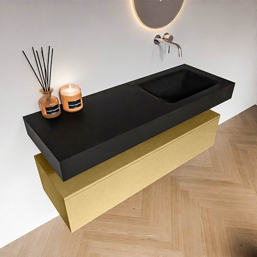 ALAN 130cm badmeubel onderkast Oro 1 lade. Vrijhangende wastafel CLOUD Rechts zonder kraangat kleur Urban.-2