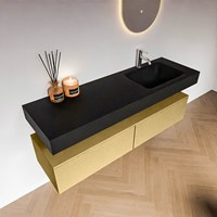 ALAN 150cm badmeubel onderkast Oro 2 lades. Vrijhangende wastafel CLOUD Rechts 1 kraangat kleur Urban.-2