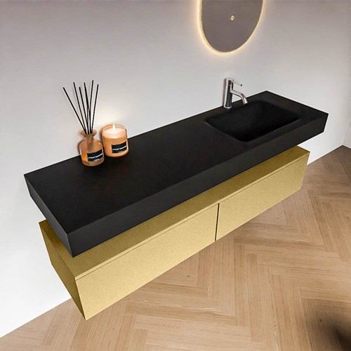 ALAN 160cm badmeubel onderkast Oro 2 lades. Vrijhangende wastafel CLOUD Rechts 1 kraangat kleur Urban.-2