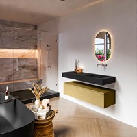 ALAN 130cm badmeubel onderkast Oro 1 lade. Vrijhangende wastafel CLOUD Rechts zonder kraangat kleur Urban.