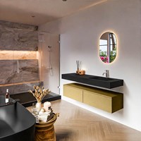 ALAN 150cm badmeubel onderkast Oro 2 lades. Vrijhangende wastafel CLOUD Rechts 1 kraangat kleur Urban.