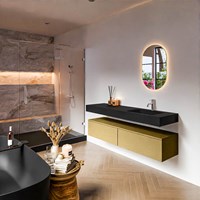 ALAN 160cm badmeubel onderkast Oro 2 lades. Vrijhangende wastafel CLOUD Rechts 1 kraangat kleur Urban.