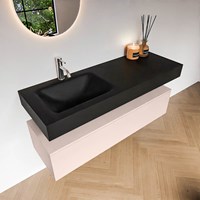 ALAN 130cm badmeubel onderkast Rosee 1 lade. Vrijhangende wastafel CLOUD Links 1 kraangat kleur Urban.-2