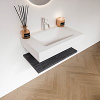 ALAN 70cm bathroom vanity Melamine shelf Antracite. Wall mounted sink CLOUD Center 1 tab hole color Talc.-2