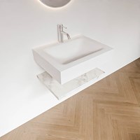 ALAN 60cm bathroom vanity Melamine shelf Carrara. Wall mounted sink CLOUD Center 1 tab hole color Talc.-2