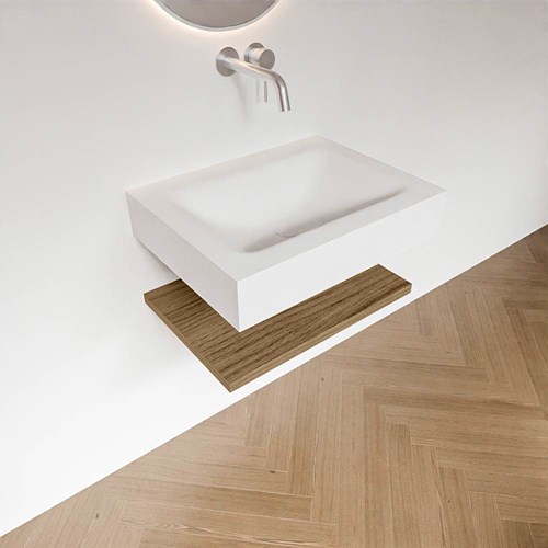 ALAN 60cm bathroom vanity Melamine shelf Chai. Wall mounted sink CLOUD Center without tab hole color Talc.-2