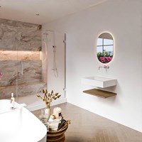 ALAN 60cm bathroom vanity Melamine shelf Chai. Wall mounted sink CLOUD Center without tab hole color Talc.