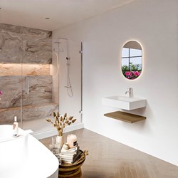 ALAN 60cm bathroom vanity Melamine shelf Chai. Wall mounted sink CLOUD Center 1 tab hole color Talc.
