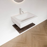ALAN 60cm bathroom vanity Melamine shelf Dark Brown. Wall mounted sink CLOUD Center 1 tab hole color Talc.-2