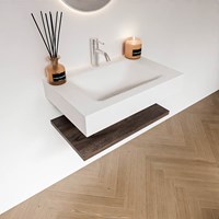 ALAN 70cm mueble de baño Melamine estante Dark Brown. Lavabo suspendido CLOUD Centro 1 orificio color Talc.-2