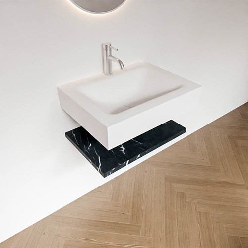 ALAN 60cm mobili da bagno Melamine mensola Marquina. Lavabo sospeso CLOUD Centro 1 foro per rubinetto colore Talc.-2