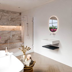 ALAN 60cm bathroom vanity Melamine shelf Marquina. Wall mounted sink CLOUD Center without tab hole color Talc.