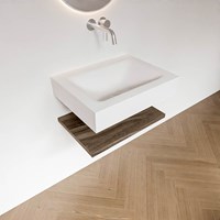 ALAN 60cm bathroom vanity Melamine shelf Mocha. Wall mounted sink CLOUD Center without tab hole color Talc.-2