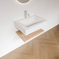 ALAN 60cm badmeubel Melamine planchet Washed Oak. Vrijhangende wastafel CLOUD Midden 1 kraangat kleur Talc.-2