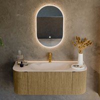 KURVE-DLUX 120cm mueble de baño curva Izquierda + Derecha color Dusk con 1 cajón y 2 puertas. Lavabo BIG SMALL Centro 1 orificio Meli.-2