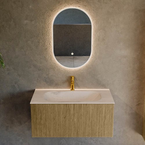KURVE-DLUX 90cm badmeubel kleur Dusk met 1 lade en 0 deuren. Wastafel BIG SMALL Midden 1 kraangat Meli.-2