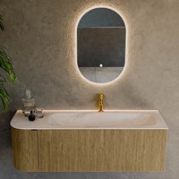KURVE-DLUX 135cm mobili da bagno curva Sinistra colore Dusk con 1 cassetto e 1 porta. Lavabo BIG MEDIUM Destra 1 foro per rubinetto, colore Meli.-2